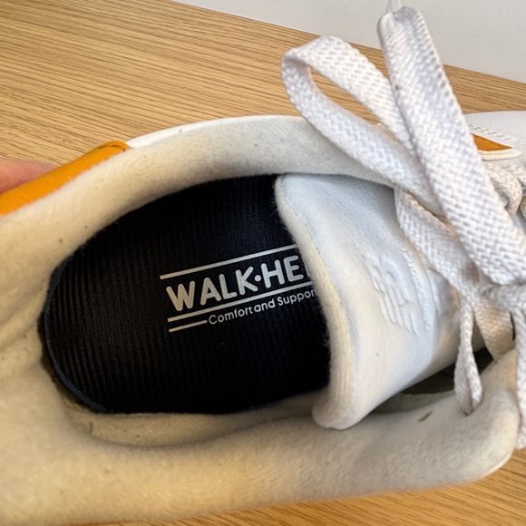 New Balance 574 White and Dark Yellow Leather Sneakers Men 6.5 Woman 8 - Picture 5 of 10